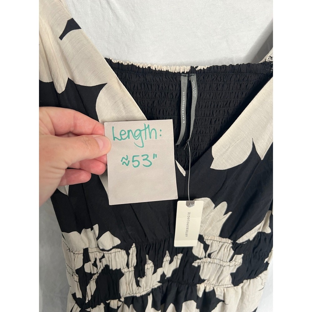 Anthropologie Dress Sz M Black White Silverlake Flutter Sleeve Maxi Boho Floral - Picture 14 of 14